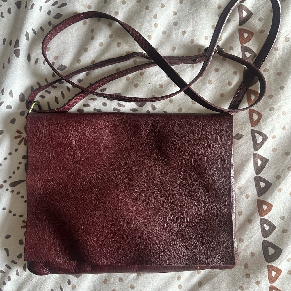 Vera Pelle Maroon Leather Handbag